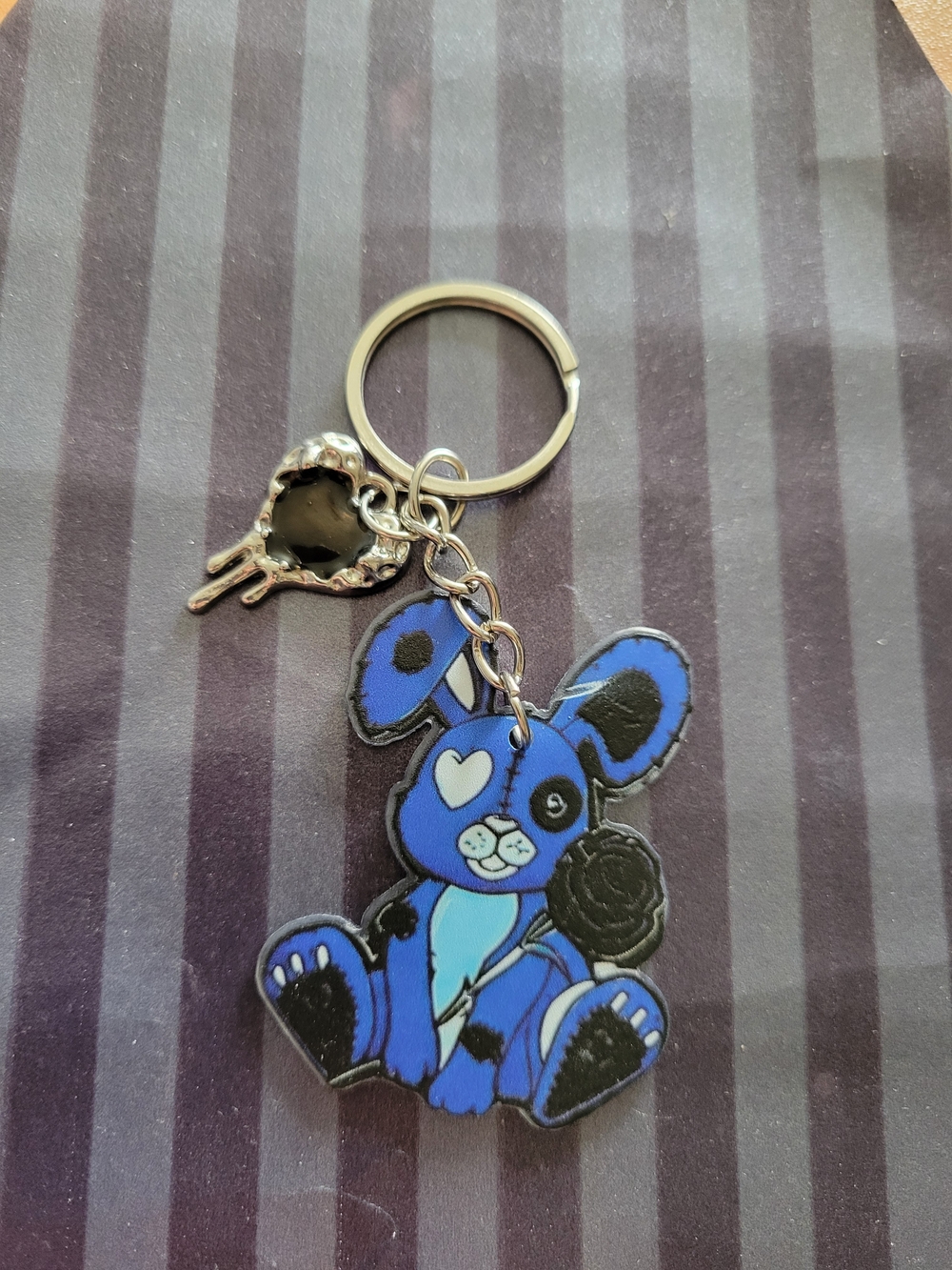 🧋NEW🧋 Blue Bunny Keychain with Heart Accent